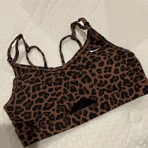 Nike Women's Animal Print Sports Bra - Black and Brown